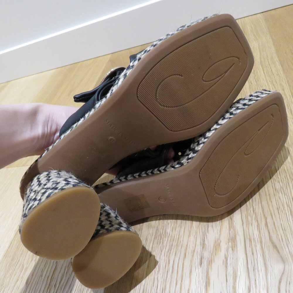 GAIMO Karoo Black Leather Cross Over Slip On Jute Platform Clog Sandals 10.5 - Picture 14 of 15